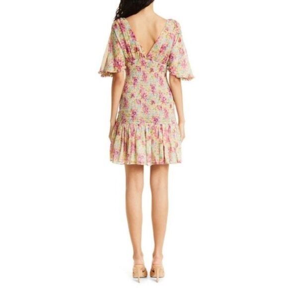 NWT ByTiMo Floral Smocked Ruffle Chiffon Mini Dress in Summer Flowers size S - Picture 6 of 13